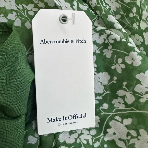 NWT Abercrombie & Fitch Long-sleeve sheer Green Floral Cutout Dress - Small - Picture 10 of 10